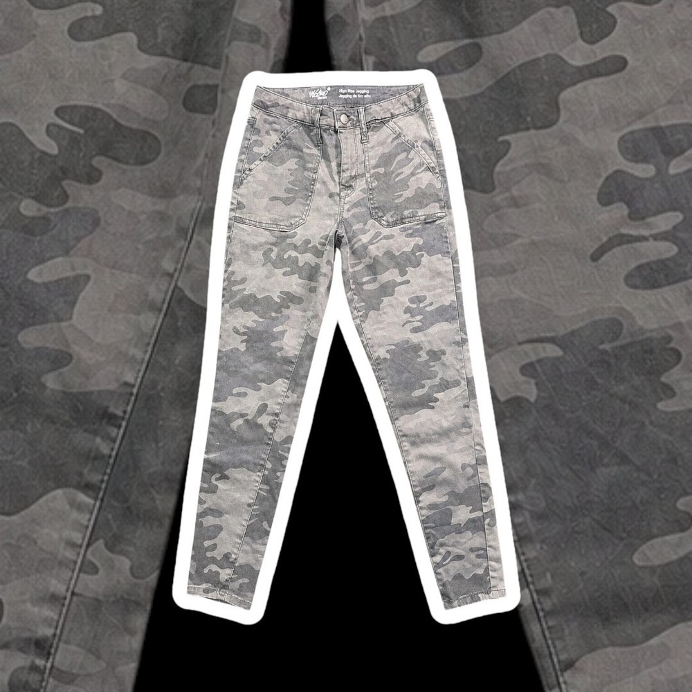 Mossimo High Rise Jegging Jeans Womens 2/26 Gray Camo Army Super Stretch‎ Denim
